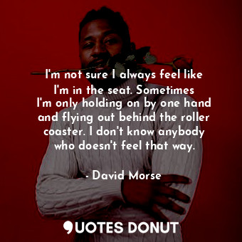 I&#39;m not sure I always feel like I&#39;m in the seat. Sometimes I&#39;m only holding on by one hand and flying out behind the roller coaster. I don&#39;t know anybody who doesn&#39;t feel that way.