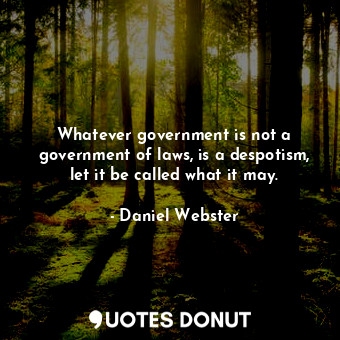 Whatever government is not a government of laws, is a despotism, let it be called what it may.