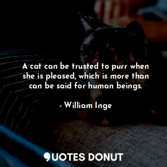  A cat can be trusted to purr when she is pleased, which is more than can be said... - William Inge - Quotes Donut