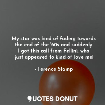  My star was kind of fading towards the end of the &#39;60s and suddenly I got th... - Terence Stamp - Quotes Donut