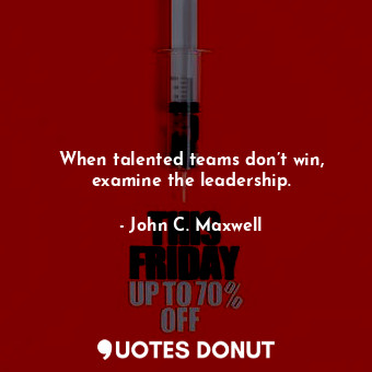  When talented teams don’t win, examine the leadership.... - John C. Maxwell - Quotes Donut