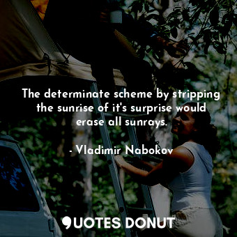  The determinate scheme by stripping the sunrise of it's surprise would erase all... - Vladimir Nabokov - Quotes Donut
