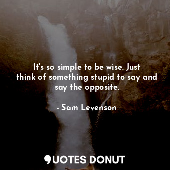  It&#39;s so simple to be wise. Just think of something stupid to say and say the... - Sam Levenson - Quotes Donut