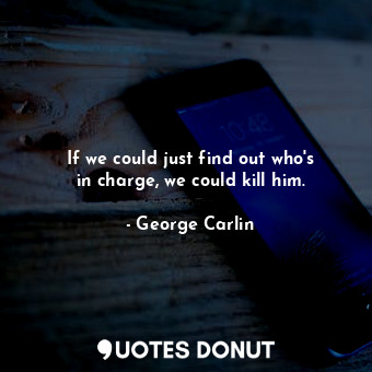  If we could just find out who&#39;s in charge, we could kill him.... - George Carlin - Quotes Donut