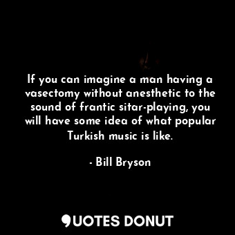 If you can imagine a man having a vasectomy without anesthetic to the sound of frantic sitar-playing, you will have some idea of what popular Turkish music is like.