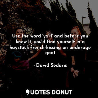 Use the word 'ya'll' and before you knew it, you'd find yourself in a haystack french-kissing an underage goat