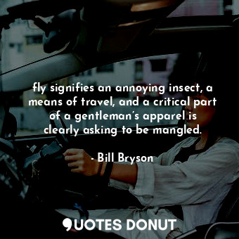  fly signifies an annoying insect, a means of travel, and a critical part of a ge... - Bill Bryson - Quotes Donut