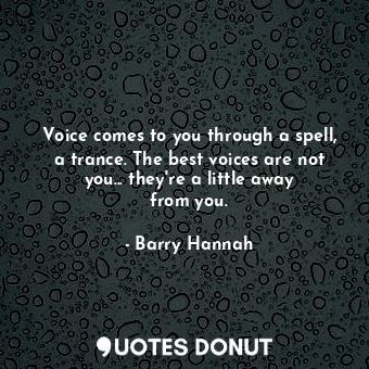 Voice comes to you through a spell, a trance. The best voices are not you... they&#39;re a little away from you.
