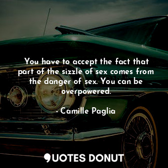  You have to accept the fact that part of the sizzle of sex comes from the danger... - Camille Paglia - Quotes Donut
