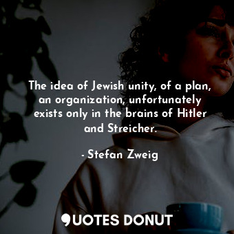The idea of Jewish unity, of a plan, an organization, unfortunately exists only in the brains of Hitler and Streicher.