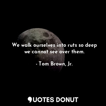  We walk ourselves into ruts so deep we cannot see over them.... - Tom Brown, Jr. - Quotes Donut