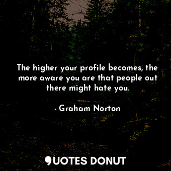 The higher your profile becomes, the more aware you are that people out there might hate you.