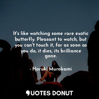  It's like watching some rare exotic butterfly. Pleasant to watch, but you can't ... - Haruki Murakami - Quotes Donut