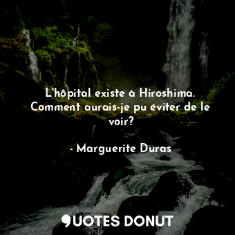 L'hôpital existe à Hiroshima. Comment aurais-je pu éviter de le voir?