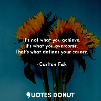 It&#39;s not what you achieve, it&#39;s what you overcome. That&#39;s what defin... - Carlton Fisk - Quotes Donut