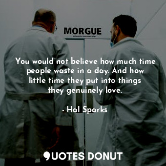  You would not believe how much time people waste in a day. And how little time t... - Hal Sparks - Quotes Donut
