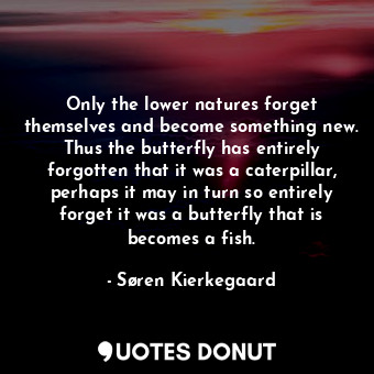  Only the lower natures forget themselves and become something new. Thus the butt... - Søren Kierkegaard - Quotes Donut