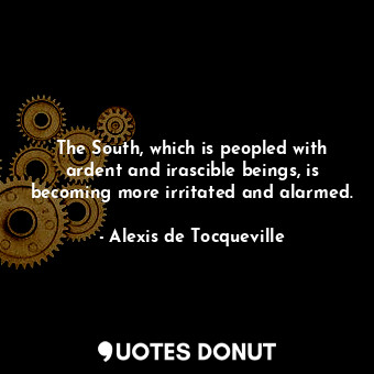 The South, which is peopled with ardent and irascible beings, is becoming more irritated and alarmed.