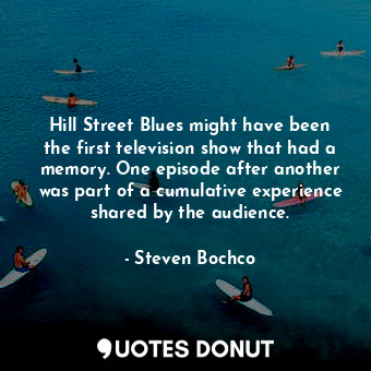 Hill Street Blues might have been the first television show that had a memory. One episode after another was part of a cumulative experience shared by the audience.