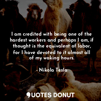 I am credited with being one of the hardest workers and perhaps I am, if thought is the equivalent of labor, for I have devoted to it almost all of my waking hours.