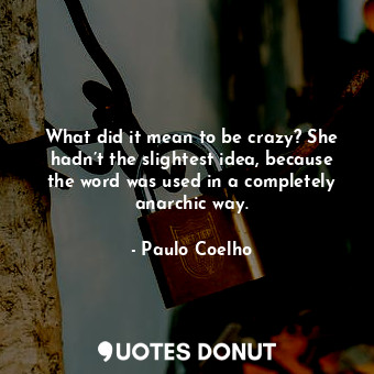 What did it mean to be crazy? She hadn’t the slightest idea, because the word was used in a completely anarchic way.