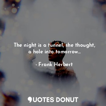 The night is a tunnel, she thought, a hole into tomorrow...