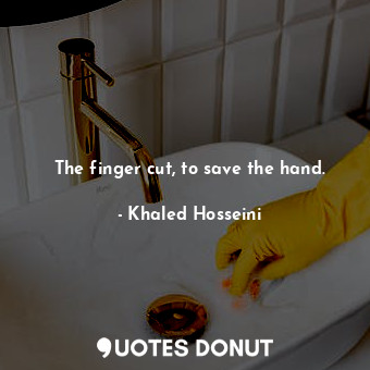  The finger cut, to save the hand.... - Khaled Hosseini - Quotes Donut