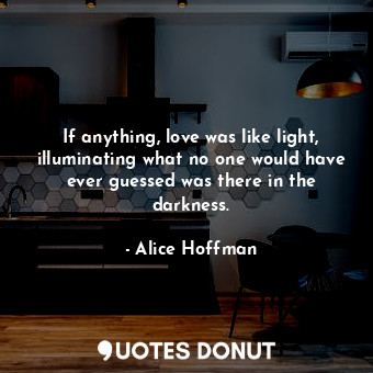  If anything, love was like light, illuminating what no one would have ever guess... - Alice Hoffman - Quotes Donut