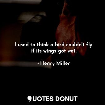  I used to think a bird couldn't fly if its wings got wet.... - Henry Miller - Quotes Donut