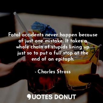Fatal accidents never happen because of just one mistake. It takes a whole chain of stupids lining up just so to put a full stop at the end of an epitaph.