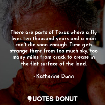 There are parts of Texas where a fly lives ten thousand years and a man can't die soon enough. Time gets strange there from too much sky, too many miles from crack to crease in the flat surface of the land.