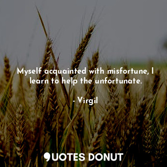  Myself acquainted with misfortune, I learn to help the unfortunate.... - Virgil - Quotes Donut