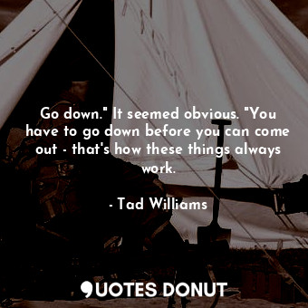  Go down." It seemed obvious. "You have to go down before you can come out - that... - Tad Williams - Quotes Donut