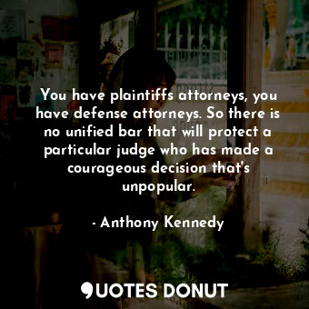 You have plaintiffs attorneys, you have defense attorneys. So there is no unified bar that will protect a particular judge who has made a courageous decision that&#39;s unpopular.