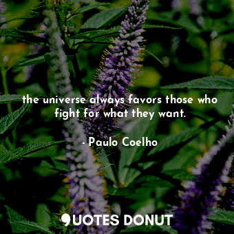  the universe always favors those who fight for what they want.... - Paulo Coelho - Quotes Donut