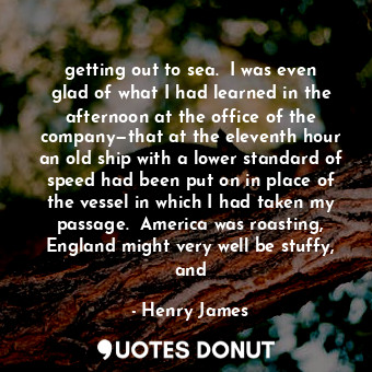  getting out to sea.  I was even glad of what I had learned in the afternoon at t... - Henry James - Quotes Donut