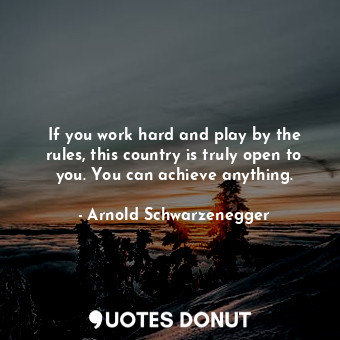  If you work hard and play by the rules, this country is truly open to you. You c... - Arnold Schwarzenegger - Quotes Donut