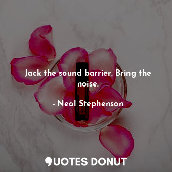  Jack the sound barrier. Bring the noise.... - Neal Stephenson - Quotes Donut