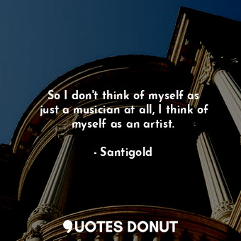  So I don&#39;t think of myself as just a musician at all, I think of myself as a... - Santigold - Quotes Donut