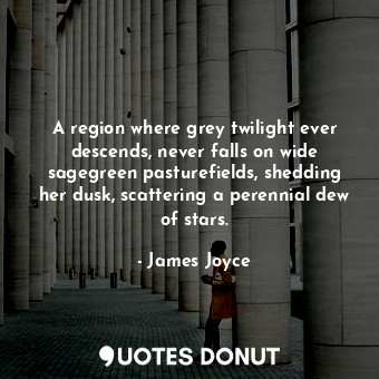  A region where grey twilight ever descends, never falls on wide sagegreen pastur... - James Joyce - Quotes Donut