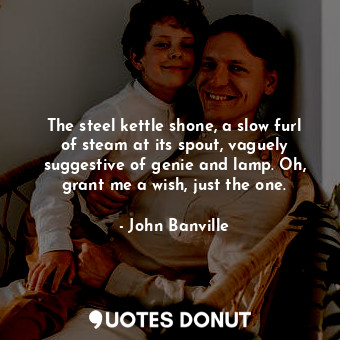  The steel kettle shone, a slow furl of steam at its spout, vaguely suggestive of... - John Banville - Quotes Donut