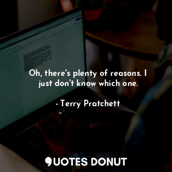  Oh, there's plenty of reasons. I just don't know which one.... - Terry Pratchett - Quotes Donut