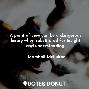 A point of view can be a dangerous luxury when substituted for insight and understanding.