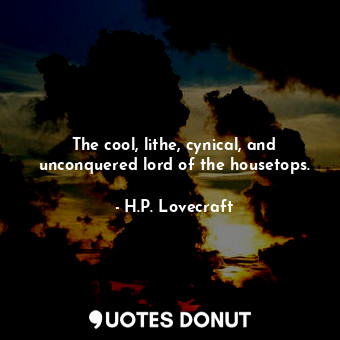  The cool, lithe, cynical, and unconquered lord of the housetops.... - H.P. Lovecraft - Quotes Donut