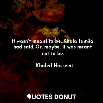 It wasn't meant to be, Khala Jamila had said. Or, maybe, it was meant not to be.