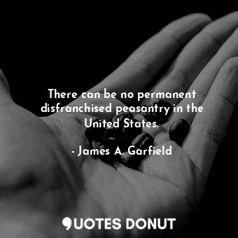  There can be no permanent disfranchised peasantry in the United States.... - James A. Garfield - Quotes Donut