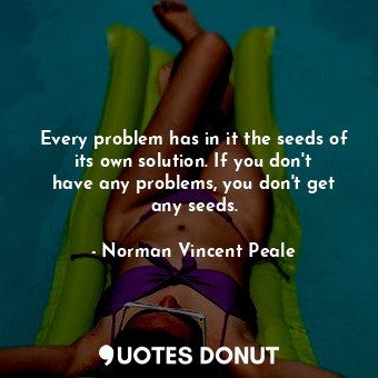 Every problem has in it the seeds of its own solution. If you don&#39;t have any problems, you don&#39;t get any seeds.