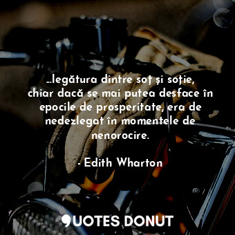 ...legătura dintre soț și soție, chiar dacă se mai putea desface în epocile de prosperitate, era de nedezlegat în momentele de nenorocire.