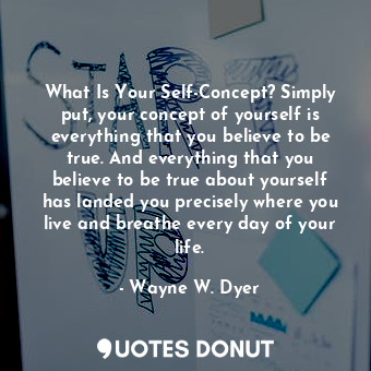 What Is Your Self-Concept? Simply put, your concept of yourself is everything that you believe to be true. And everything that you believe to be true about yourself has landed you precisely where you live and breathe every day of your life.