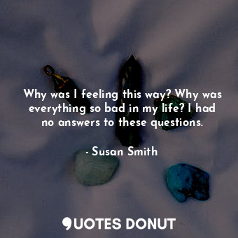  Why was I feeling this way? Why was everything so bad in my life? I had no answe... - Susan Smith - Quotes Donut